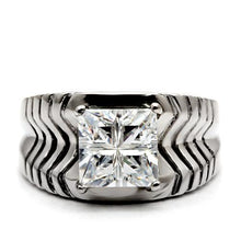 Load image into Gallery viewer, TK028 - High polished (no plating) Stainless Steel Ring with AAA Grade CZ  in Clear