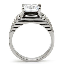 Load image into Gallery viewer, TK028 - High polished (no plating) Stainless Steel Ring with AAA Grade CZ  in Clear