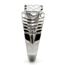 Load image into Gallery viewer, TK028 - High polished (no plating) Stainless Steel Ring with AAA Grade CZ  in Clear