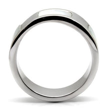 Load image into Gallery viewer, TK043 - High polished (no plating) Stainless Steel Ring with Precious Stone Conch in White