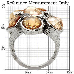 TK044 - High polished (no plating) Stainless Steel Ring with AAA Grade CZ  in Champagne