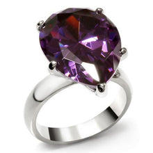 Load image into Gallery viewer, TK045 - High polished (no plating) Stainless Steel Ring with AAA Grade CZ  in Amethyst