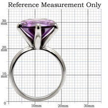 Load image into Gallery viewer, TK045 - High polished (no plating) Stainless Steel Ring with AAA Grade CZ  in Amethyst