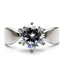 Load image into Gallery viewer, TK046 - High polished (no plating) Stainless Steel Ring with AAA Grade CZ  in Clear