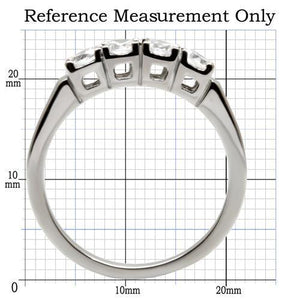 TK047 - High polished (no plating) Stainless Steel Ring with AAA Grade CZ  in Clear