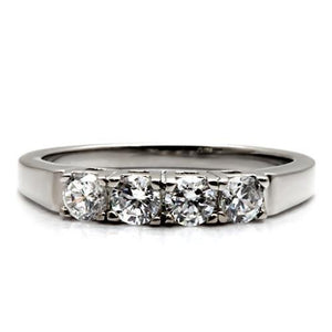 TK047 - High polished (no plating) Stainless Steel Ring with AAA Grade CZ  in Clear