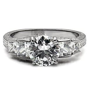 TK057 - High polished (no plating) Stainless Steel Ring with AAA Grade CZ  in Clear