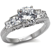 Load image into Gallery viewer, TK057 - High polished (no plating) Stainless Steel Ring with AAA Grade CZ  in Clear