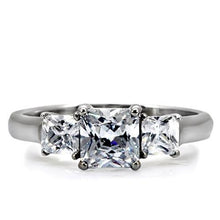 Load image into Gallery viewer, TK058 - High polished (no plating) Stainless Steel Ring with AAA Grade CZ  in Clear