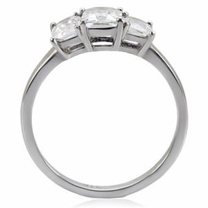 TK058 - High polished (no plating) Stainless Steel Ring with AAA Grade CZ  in Clear