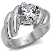 Load image into Gallery viewer, TK060 - High polished (no plating) Stainless Steel Ring with AAA Grade CZ  in Clear