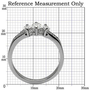 TK061 - High polished (no plating) Stainless Steel Ring with AAA Grade CZ  in Clear