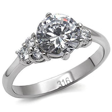 Load image into Gallery viewer, TK062 - High polished (no plating) Stainless Steel Ring with AAA Grade CZ  in Clear