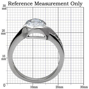 TK064 - High polished (no plating) Stainless Steel Ring with AAA Grade CZ  in Clear