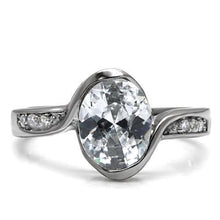 Load image into Gallery viewer, TK064 - High polished (no plating) Stainless Steel Ring with AAA Grade CZ  in Clear