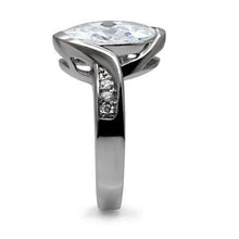 Load image into Gallery viewer, TK064 - High polished (no plating) Stainless Steel Ring with AAA Grade CZ  in Clear