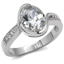 Load image into Gallery viewer, TK064 - High polished (no plating) Stainless Steel Ring with AAA Grade CZ  in Clear