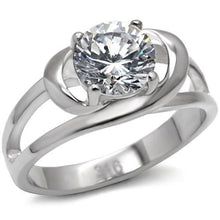 Load image into Gallery viewer, TK066 - High polished (no plating) Stainless Steel Ring with AAA Grade CZ  in Clear