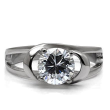 Load image into Gallery viewer, TK066 - High polished (no plating) Stainless Steel Ring with AAA Grade CZ  in Clear