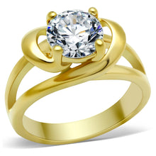 Load image into Gallery viewer, TK066G - IP Gold(Ion Plating) Stainless Steel Ring with AAA Grade CZ  in Clear