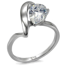 Load image into Gallery viewer, TK067 - High polished (no plating) Stainless Steel Ring with AAA Grade CZ  in Clear