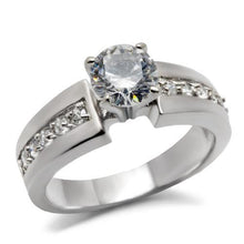 Load image into Gallery viewer, TK068 - High polished (no plating) Stainless Steel Ring with AAA Grade CZ  in Clear