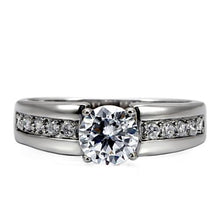 Load image into Gallery viewer, TK068 - High polished (no plating) Stainless Steel Ring with AAA Grade CZ  in Clear