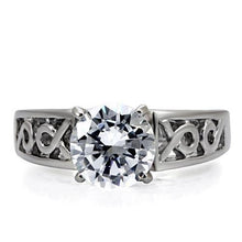 Load image into Gallery viewer, TK069 - High polished (no plating) Stainless Steel Ring with AAA Grade CZ  in Clear