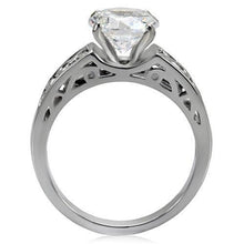 Load image into Gallery viewer, TK069 - High polished (no plating) Stainless Steel Ring with AAA Grade CZ  in Clear