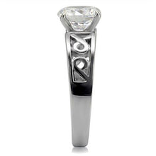 Load image into Gallery viewer, TK069 - High polished (no plating) Stainless Steel Ring with AAA Grade CZ  in Clear