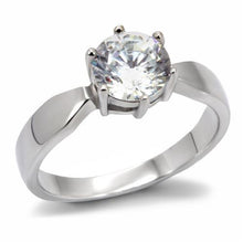 Load image into Gallery viewer, TK071 - High polished (no plating) Stainless Steel Ring with AAA Grade CZ  in Clear