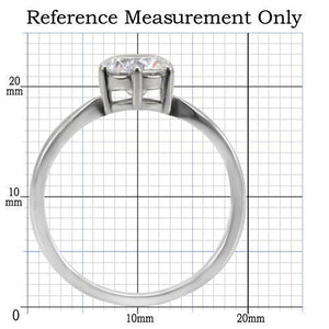 TK071 - High polished (no plating) Stainless Steel Ring with AAA Grade CZ  in Clear