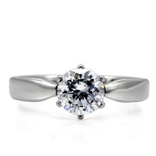 Load image into Gallery viewer, TK071 - High polished (no plating) Stainless Steel Ring with AAA Grade CZ  in Clear