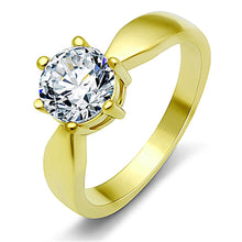 Load image into Gallery viewer, TK071G - IP Gold(Ion Plating) Stainless Steel Ring with AAA Grade CZ  in Clear