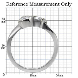 TK072 - High polished (no plating) Stainless Steel Ring with AAA Grade CZ  in Clear