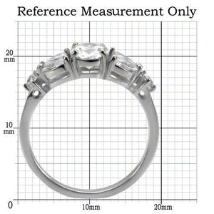 TK073 - High polished (no plating) Stainless Steel Ring with AAA Grade CZ  in Clear