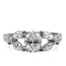 Load image into Gallery viewer, TK073 - High polished (no plating) Stainless Steel Ring with AAA Grade CZ  in Clear