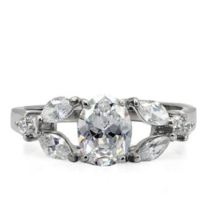 TK073 - High polished (no plating) Stainless Steel Ring with AAA Grade CZ  in Clear