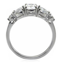 Load image into Gallery viewer, TK073 - High polished (no plating) Stainless Steel Ring with AAA Grade CZ  in Clear