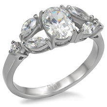 Load image into Gallery viewer, TK073 - High polished (no plating) Stainless Steel Ring with AAA Grade CZ  in Clear