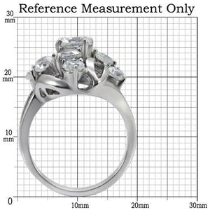 TK074 - High polished (no plating) Stainless Steel Ring with AAA Grade CZ  in Clear