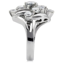 Load image into Gallery viewer, TK074 - High polished (no plating) Stainless Steel Ring with AAA Grade CZ  in Clear