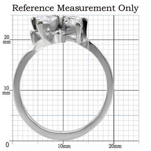 TK075 - High polished (no plating) Stainless Steel Ring with AAA Grade CZ  in Clear