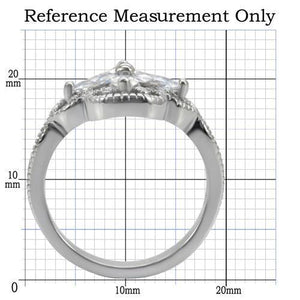 TK078 - High polished (no plating) Stainless Steel Ring with AAA Grade CZ  in Clear