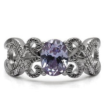 Load image into Gallery viewer, TK079 - High polished (no plating) Stainless Steel Ring with AAA Grade CZ  in Light Amethyst