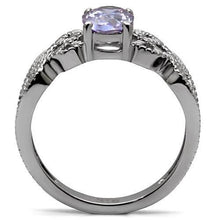 Load image into Gallery viewer, TK079 - High polished (no plating) Stainless Steel Ring with AAA Grade CZ  in Light Amethyst