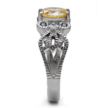 Load image into Gallery viewer, TK080 - High polished (no plating) Stainless Steel Ring with AAA Grade CZ  in Champagne