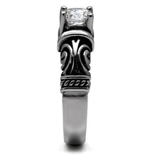 Load image into Gallery viewer, TK082 - High polished (no plating) Stainless Steel Ring with AAA Grade CZ  in Clear