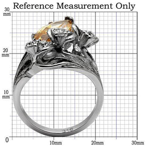 TK083 - High polished (no plating) Stainless Steel Ring with AAA Grade CZ  in Champagne