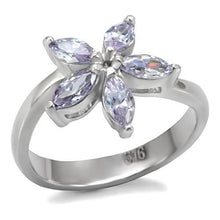 Load image into Gallery viewer, LOTK084 - High polished (no plating) Stainless Steel Ring with AAA Grade CZ  in Light Amethyst